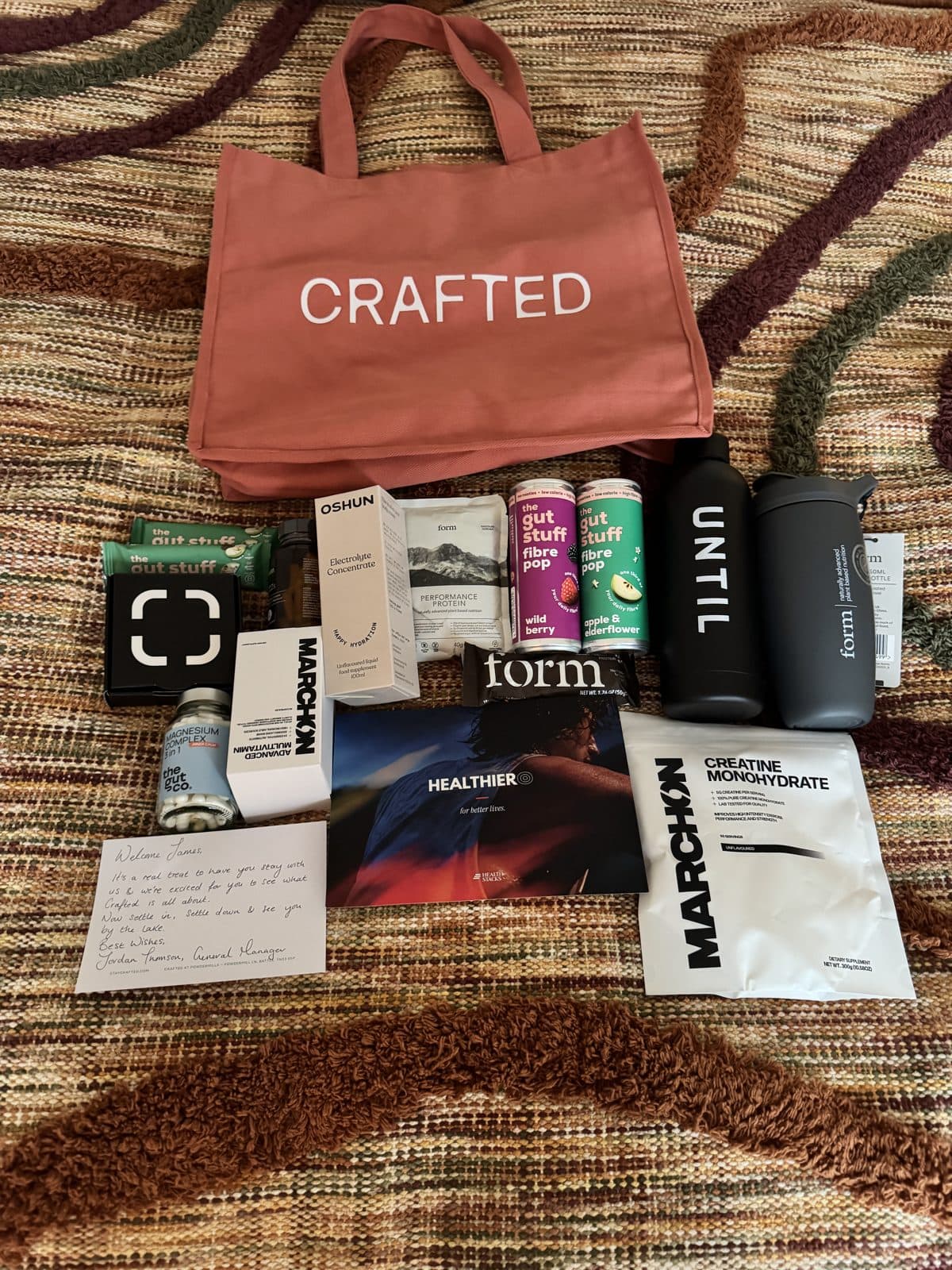 The welcome bag from Crafted and the partners