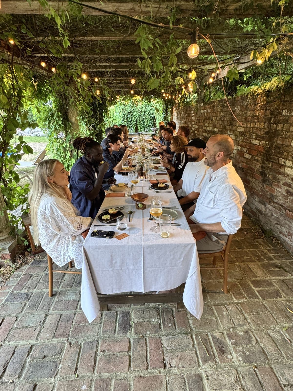 Dinner under the trees on the first evening